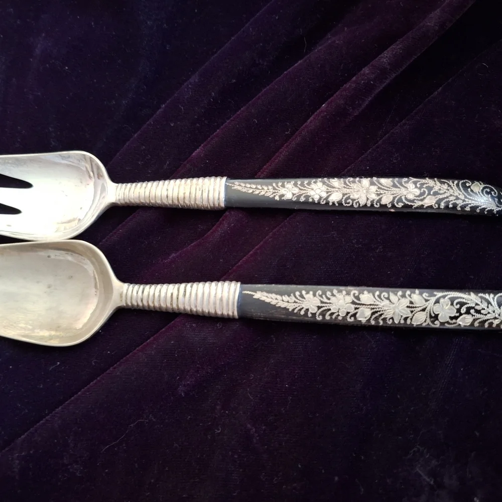 Silver and Black Serving Utensils